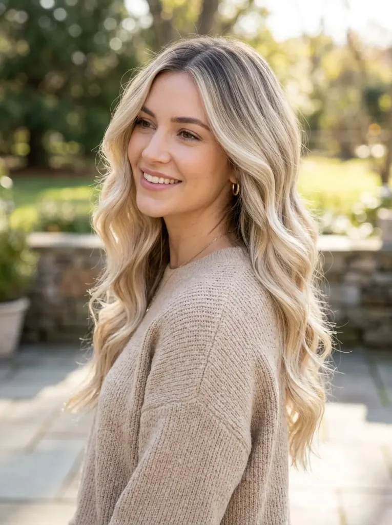 Creamy Rooted Blonde Hair Color