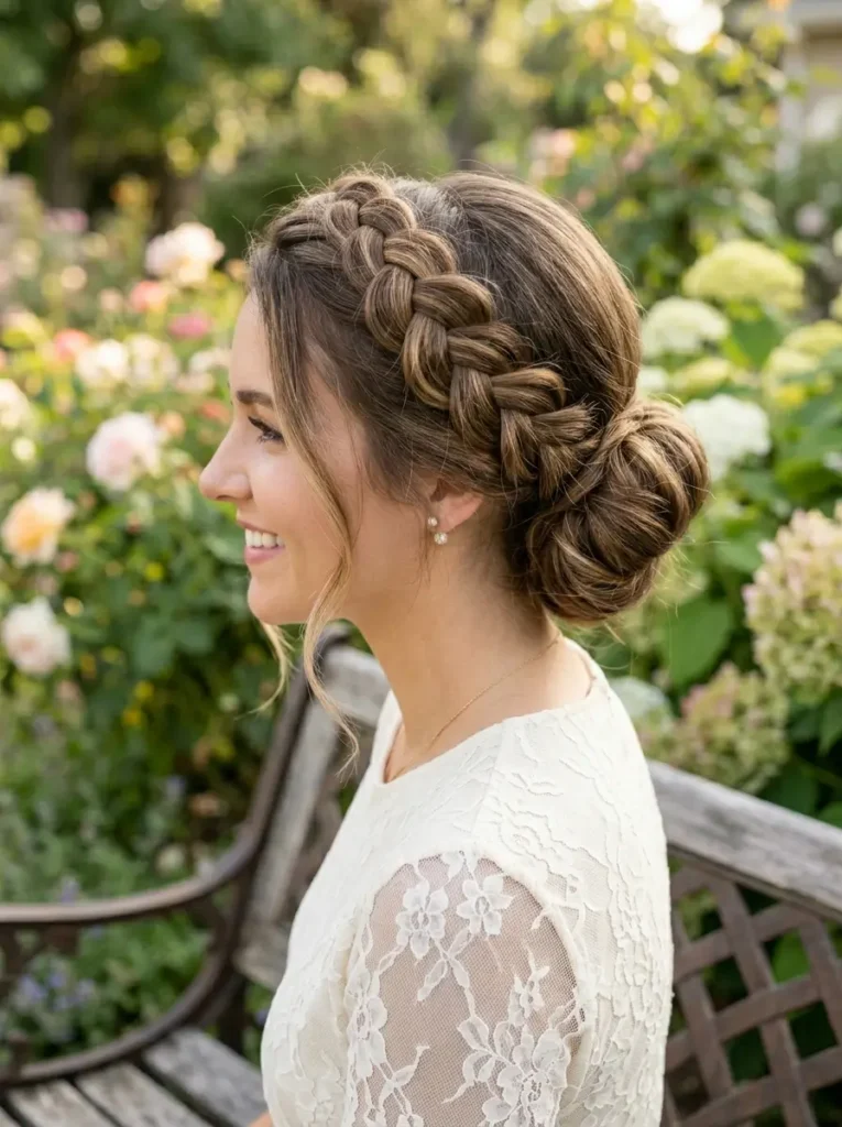 Crown Braid Bun Hairstyle