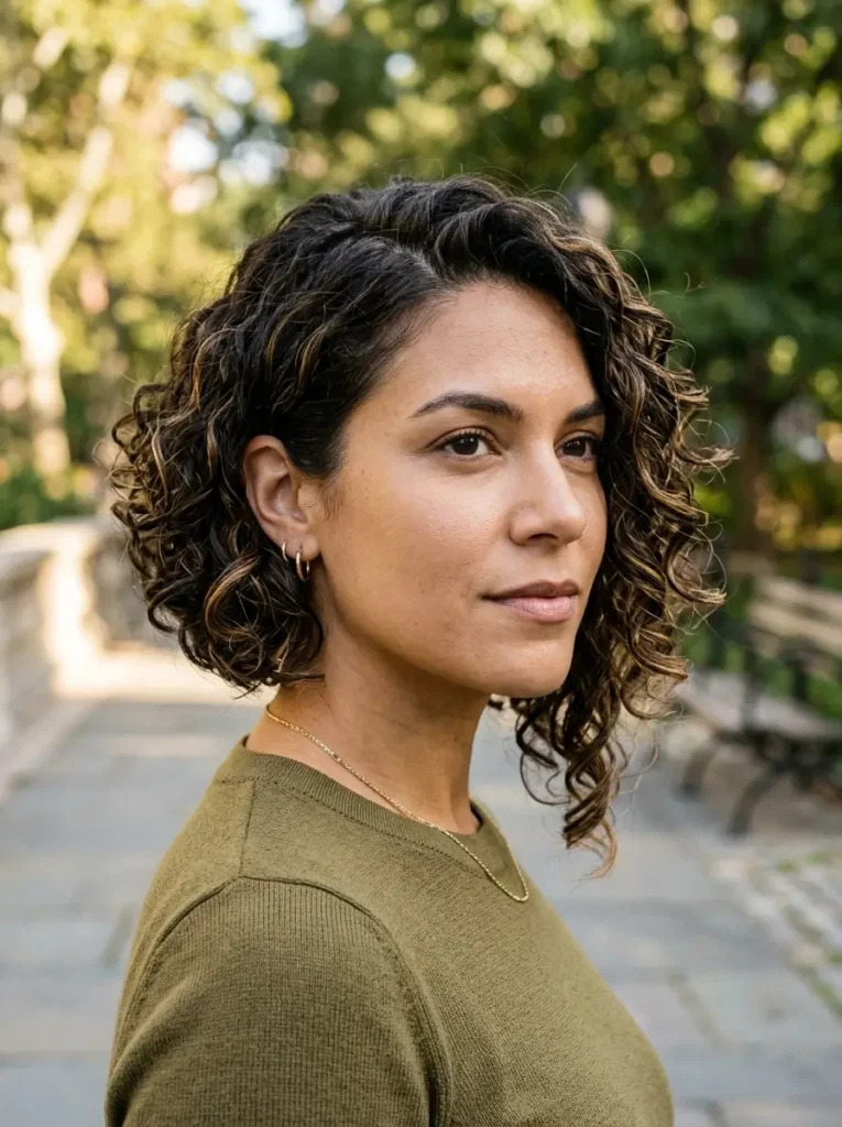 Curly Asymmetrical Bob