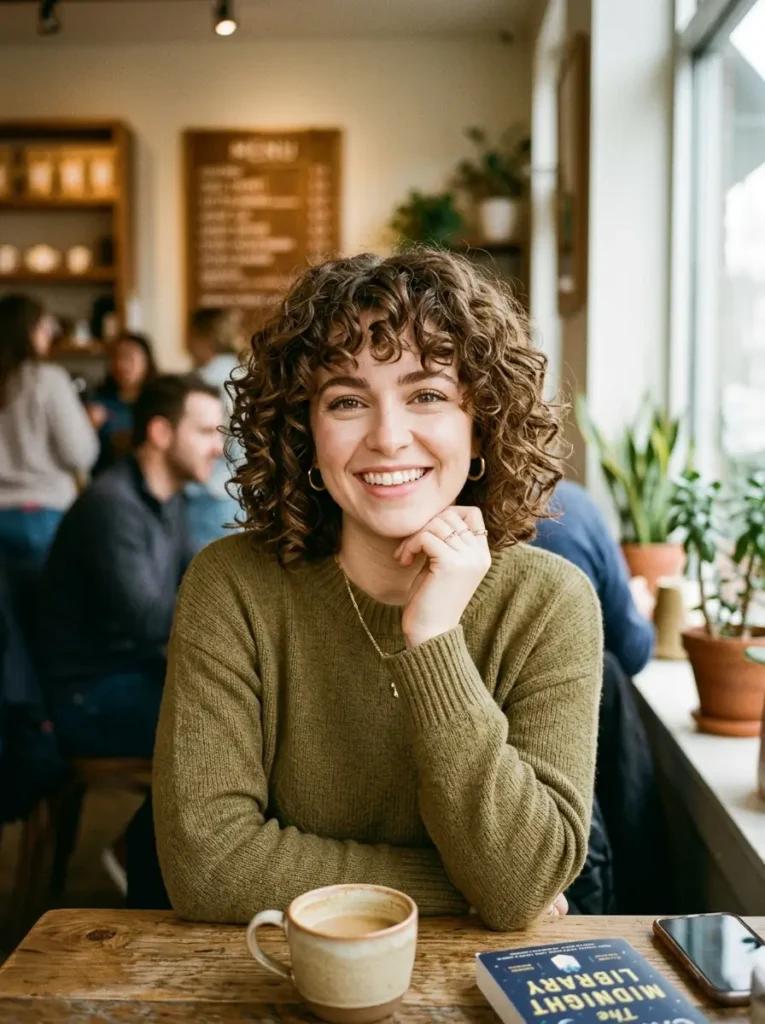 Curly Bob with Bangs