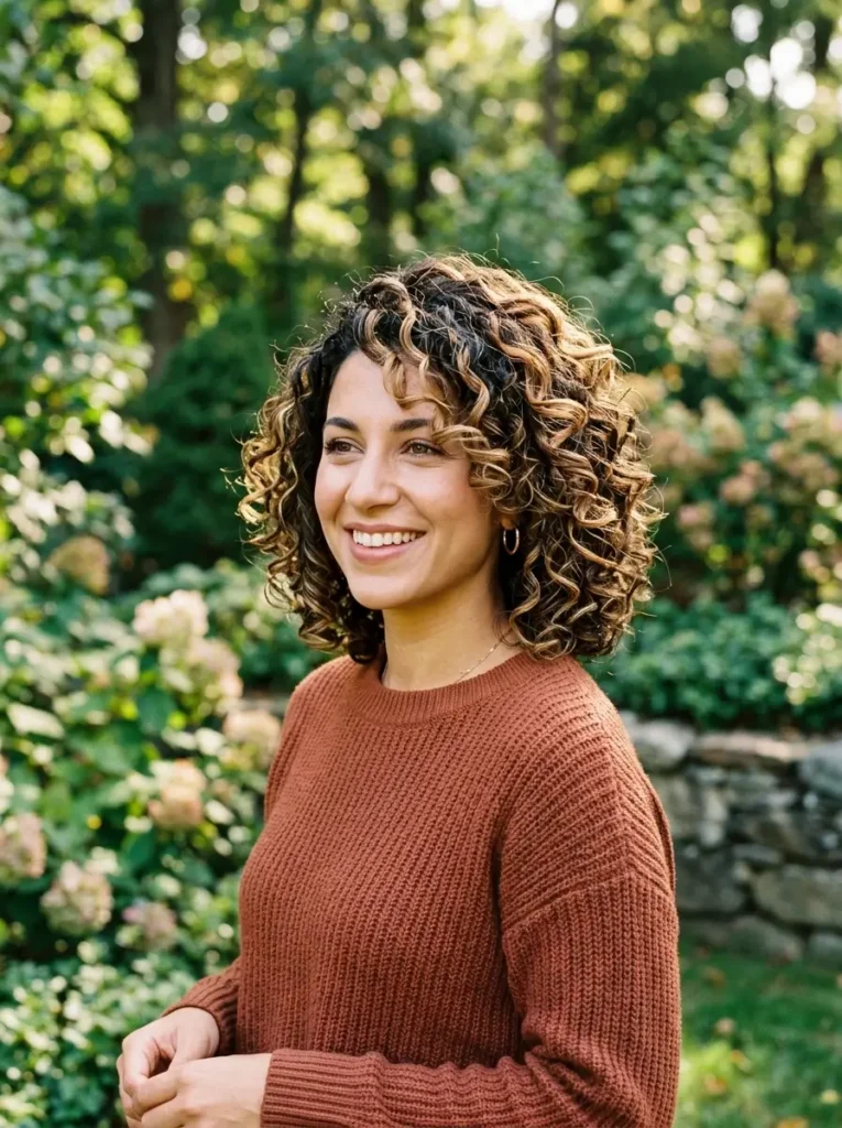 Curly Bob with Highlights