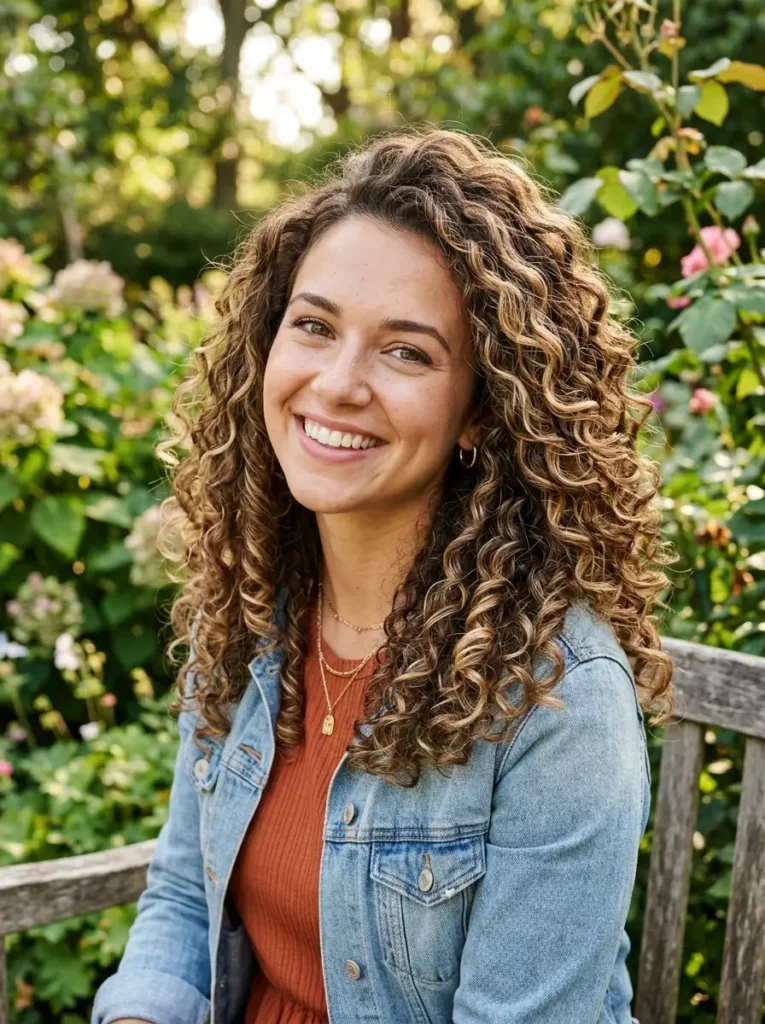 Curly Brown Hair with Blonde Highlights