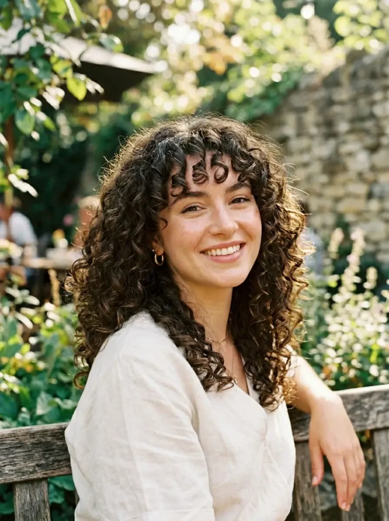 Curly Curtain Bangs