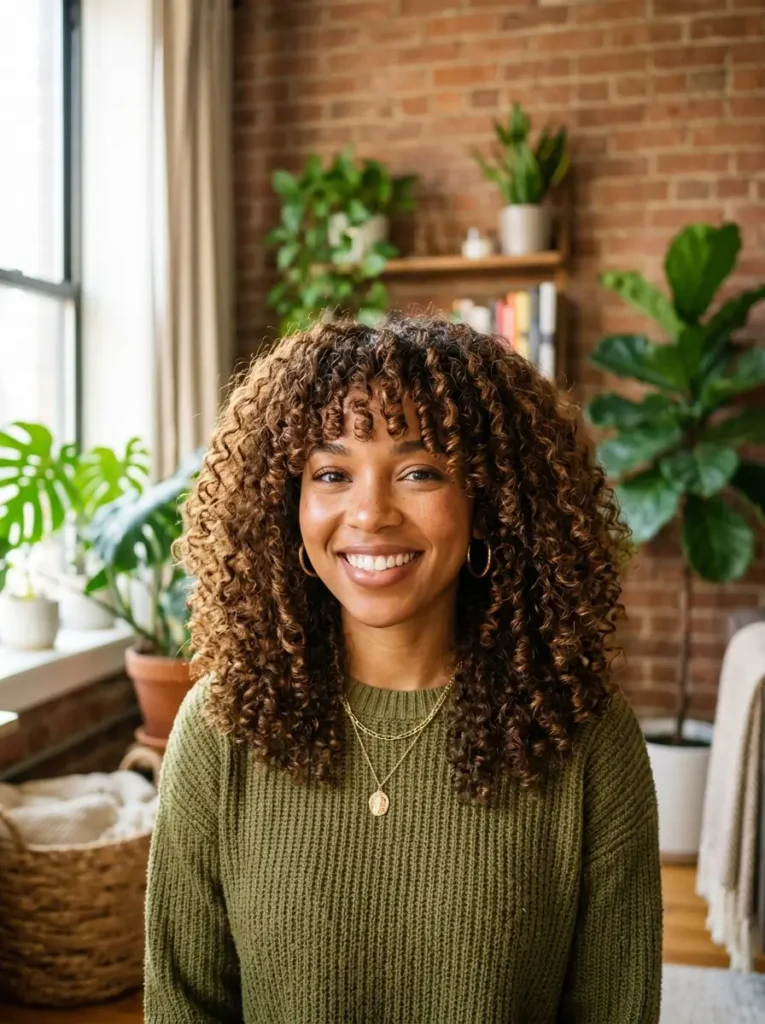 Curly Hairstyle with Bangs