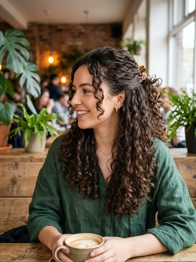 Curly Half-Up Half-Down Hairstyle