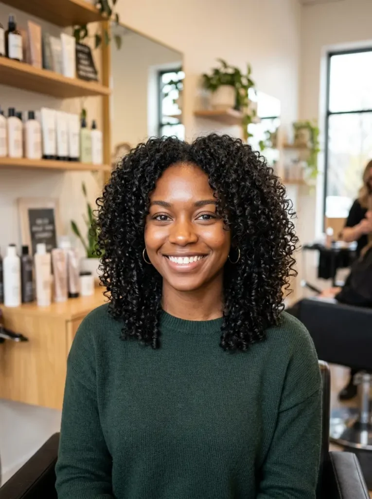 Curly Layered Mid-Length Cut