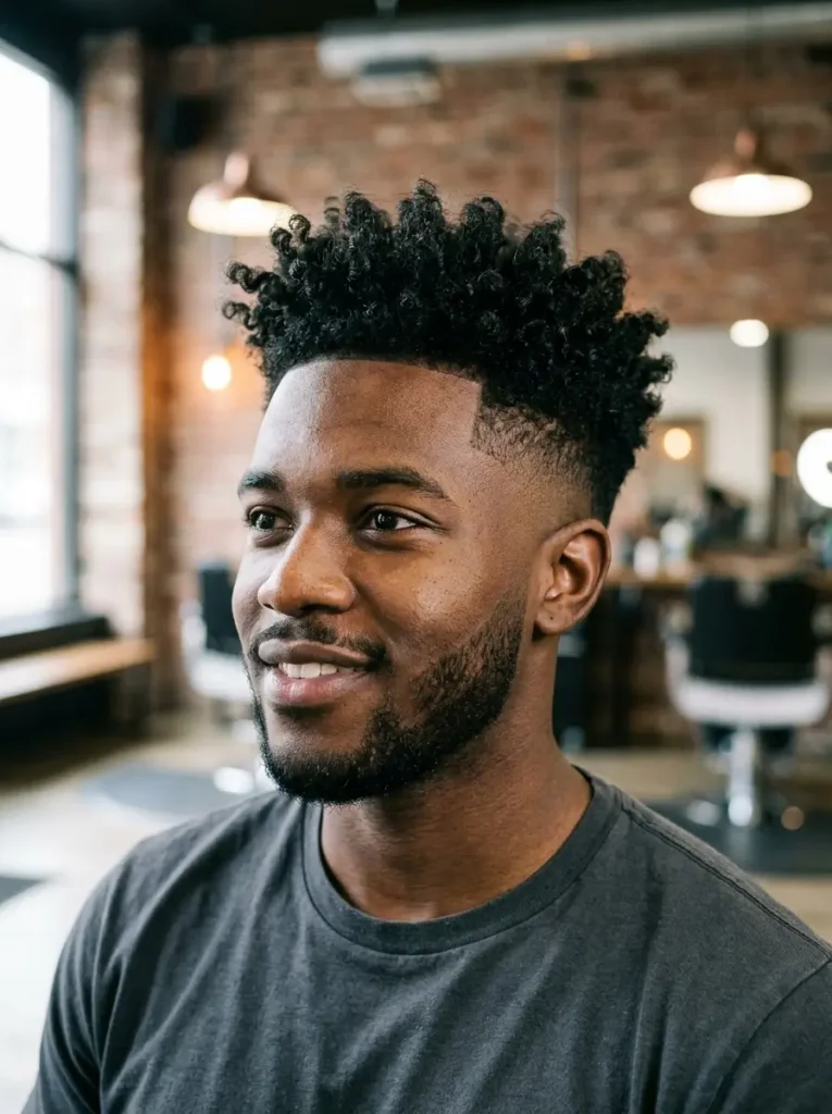 Curly Top Fade