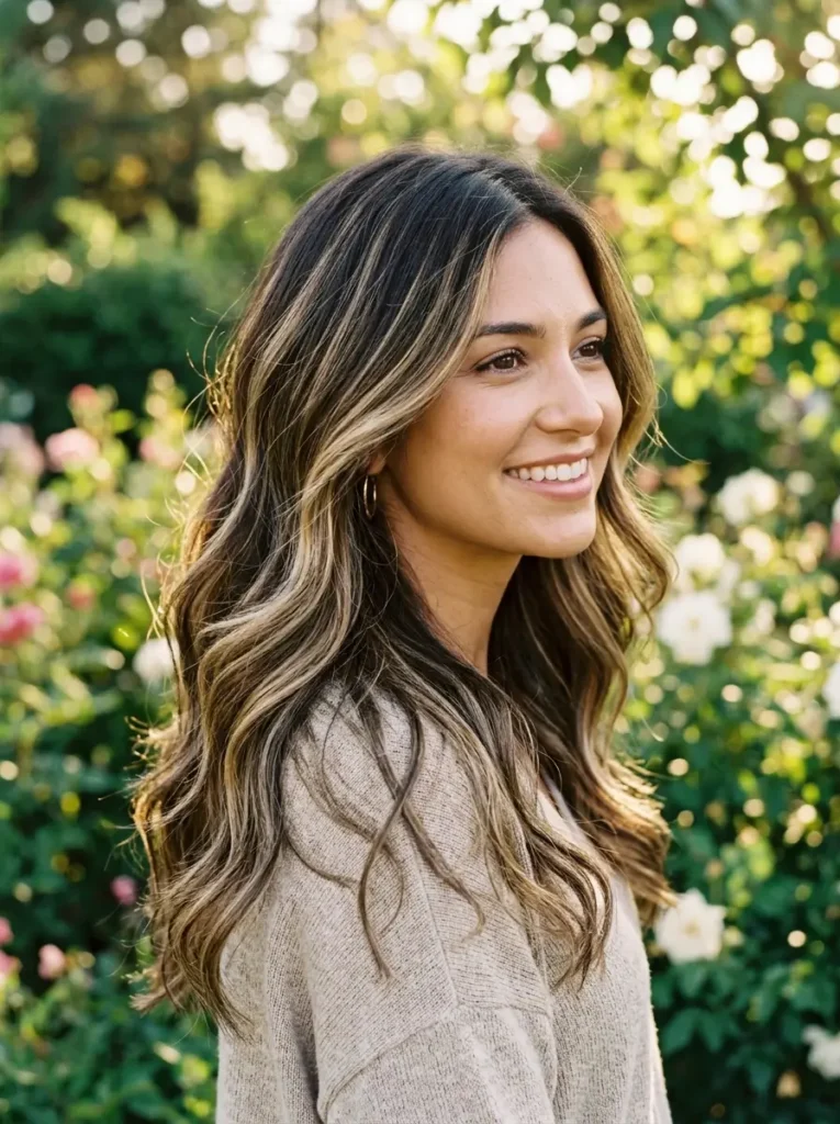 Dark Brown Hair with Blonde Highlights