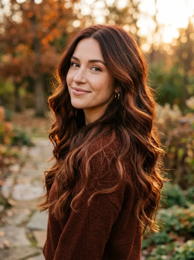 Dark Copper Balayage Waves