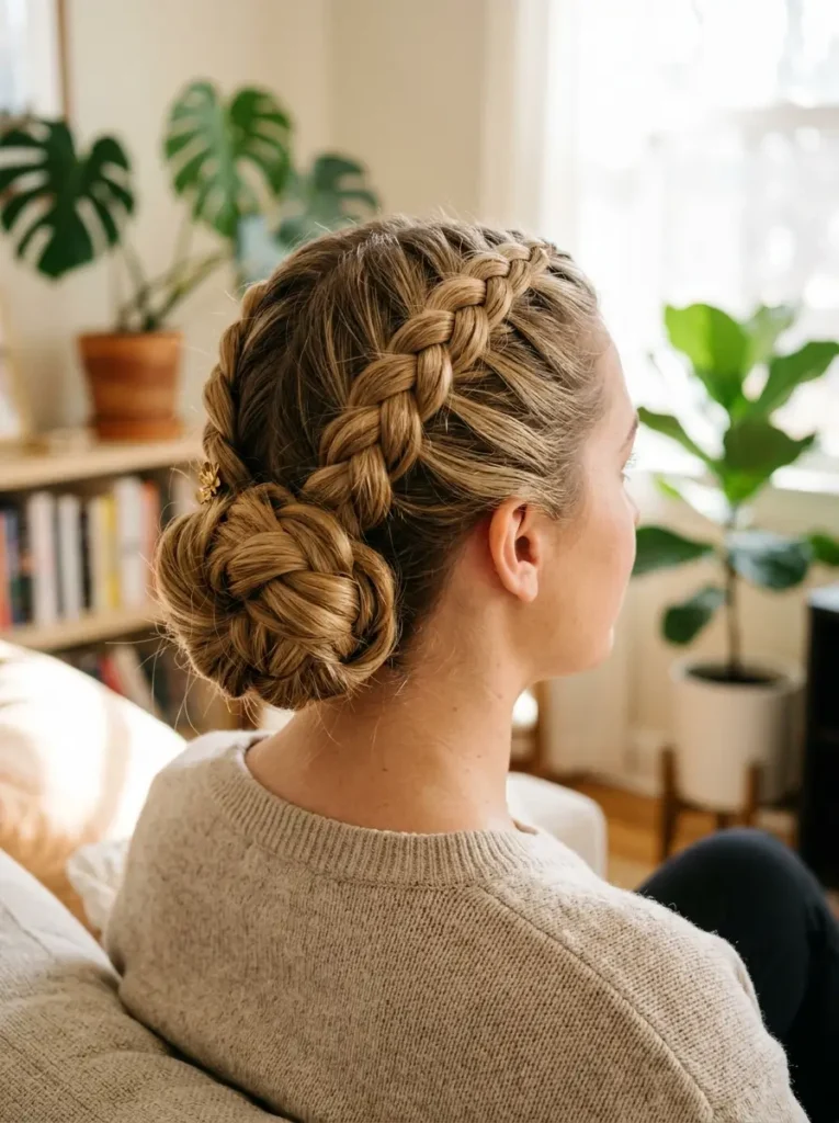 Dutch Braid Bun Hairstyle