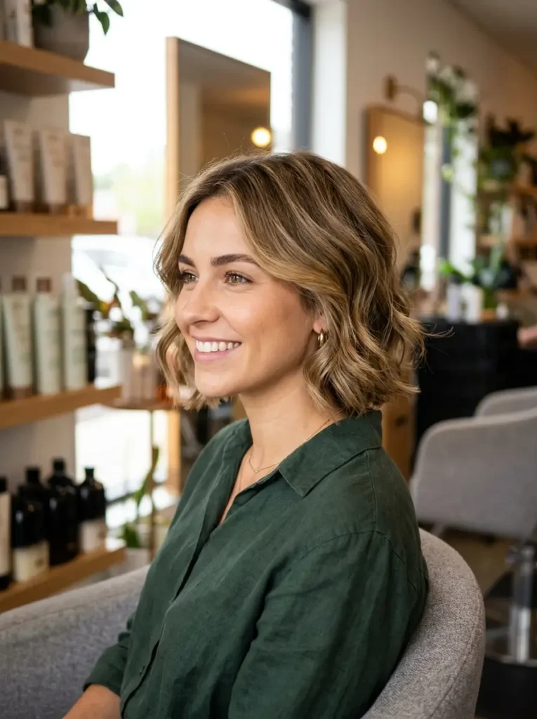Feathered Wavy Bob Cut