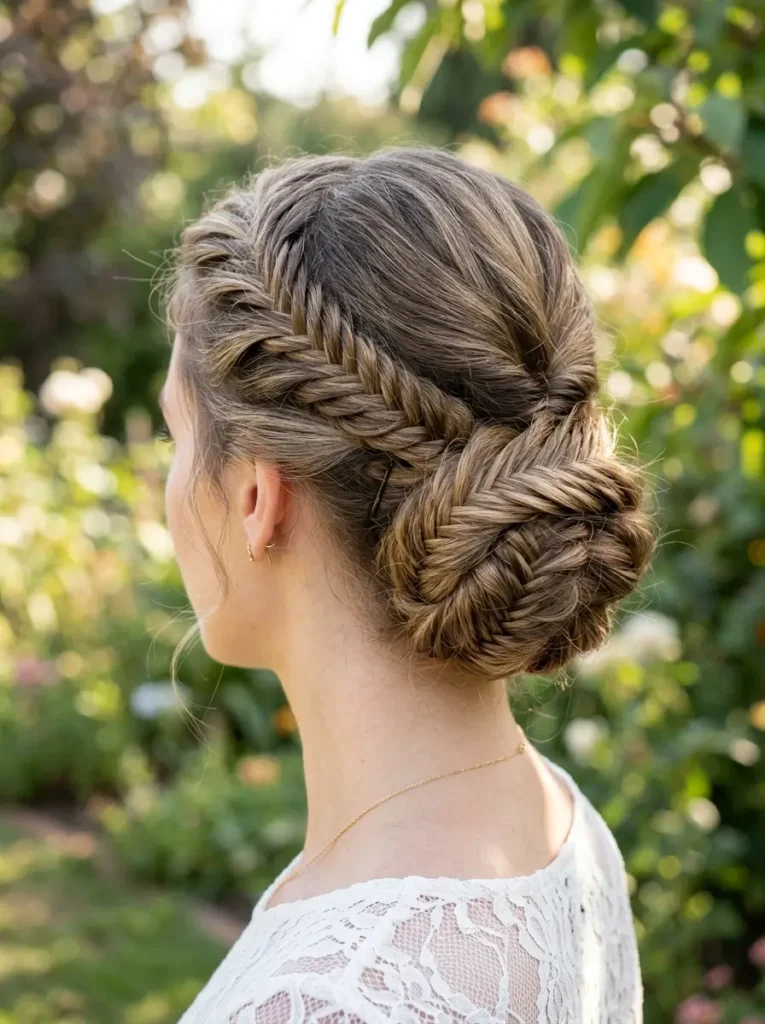 Fishtail Braided Bun Hairstyle