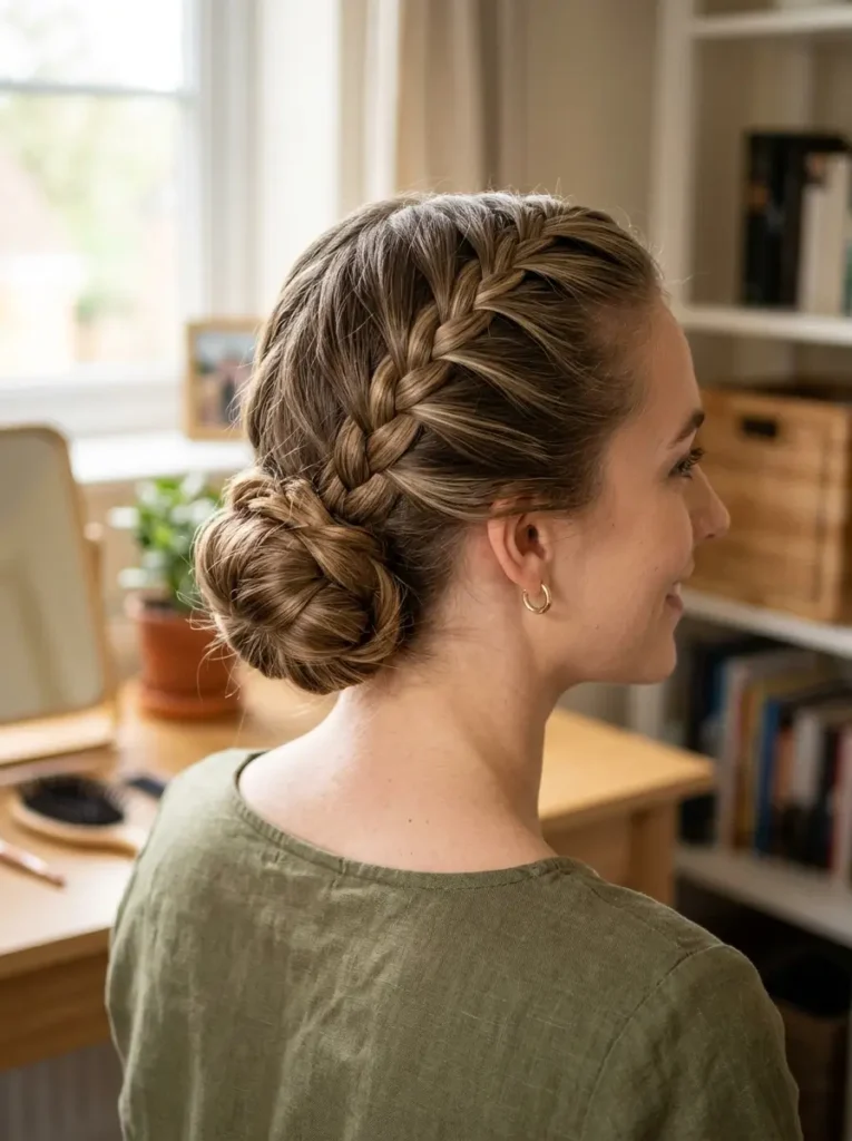 French Braid Bun Hairstyle