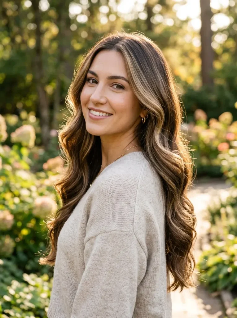 Glossy Brown Hair with Blonde Shine