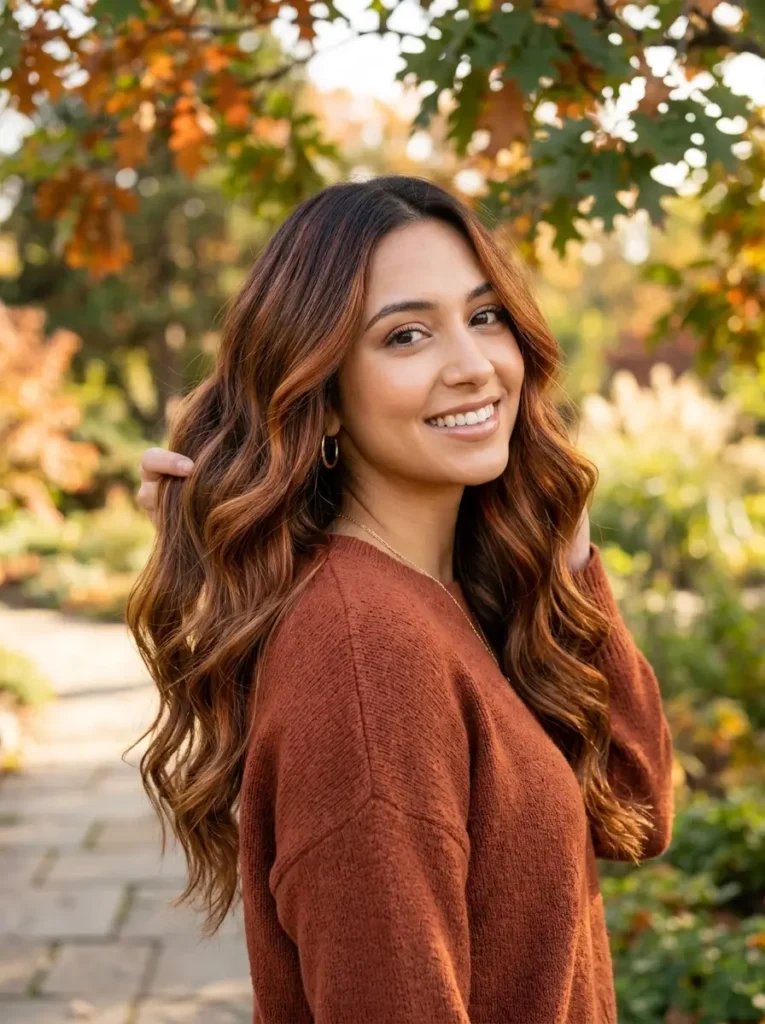 Glossy Copper Brunette Balayage