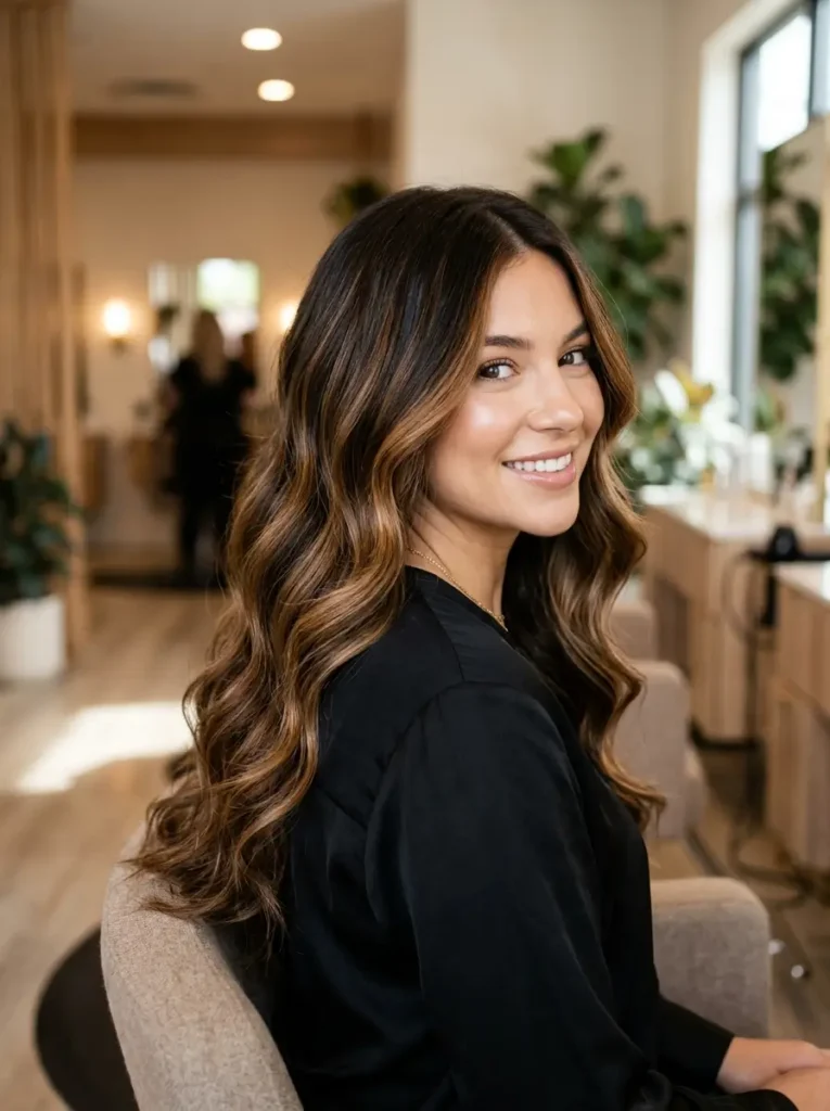 Glossy Espresso Caramel Balayage