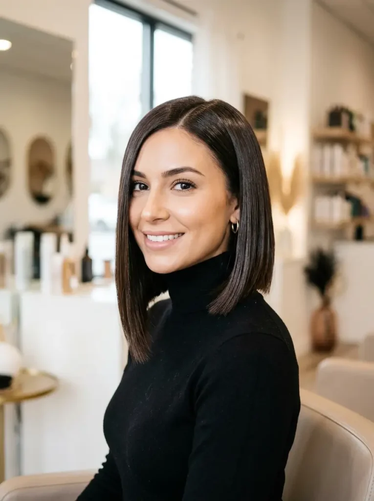 Glossy Straight Asymmetrical Bob