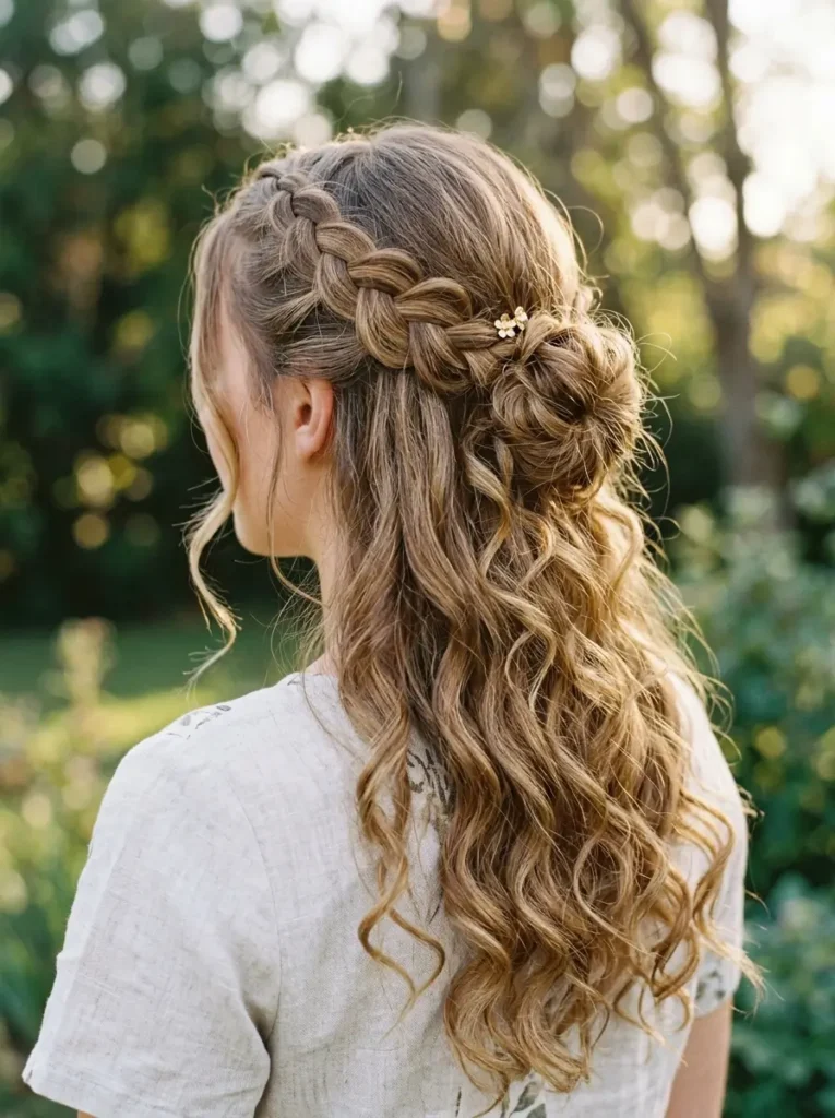 Half Up French Curl Braids