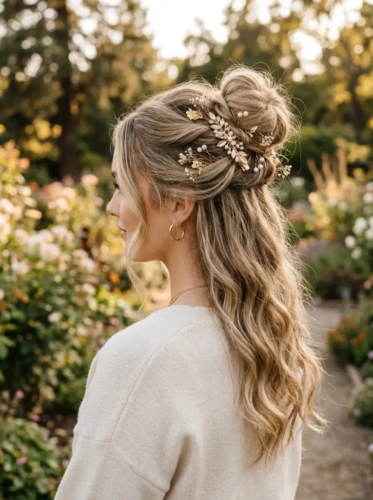 Half Up Half Down Bun with Accessories