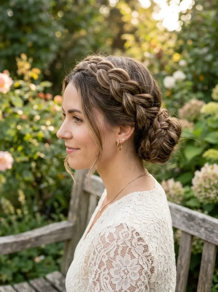 Halo Braided Bun Hairstyle