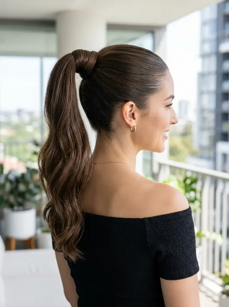 High Ponytail with Wrapped Hair