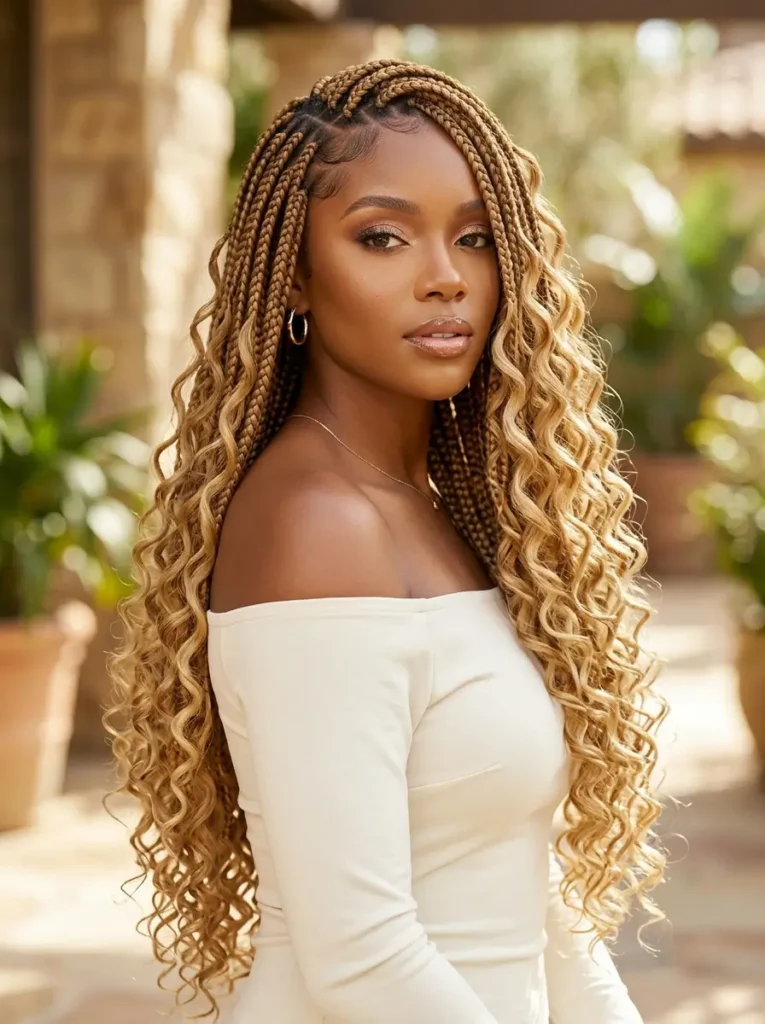 Honey Blonde French Curl Braids