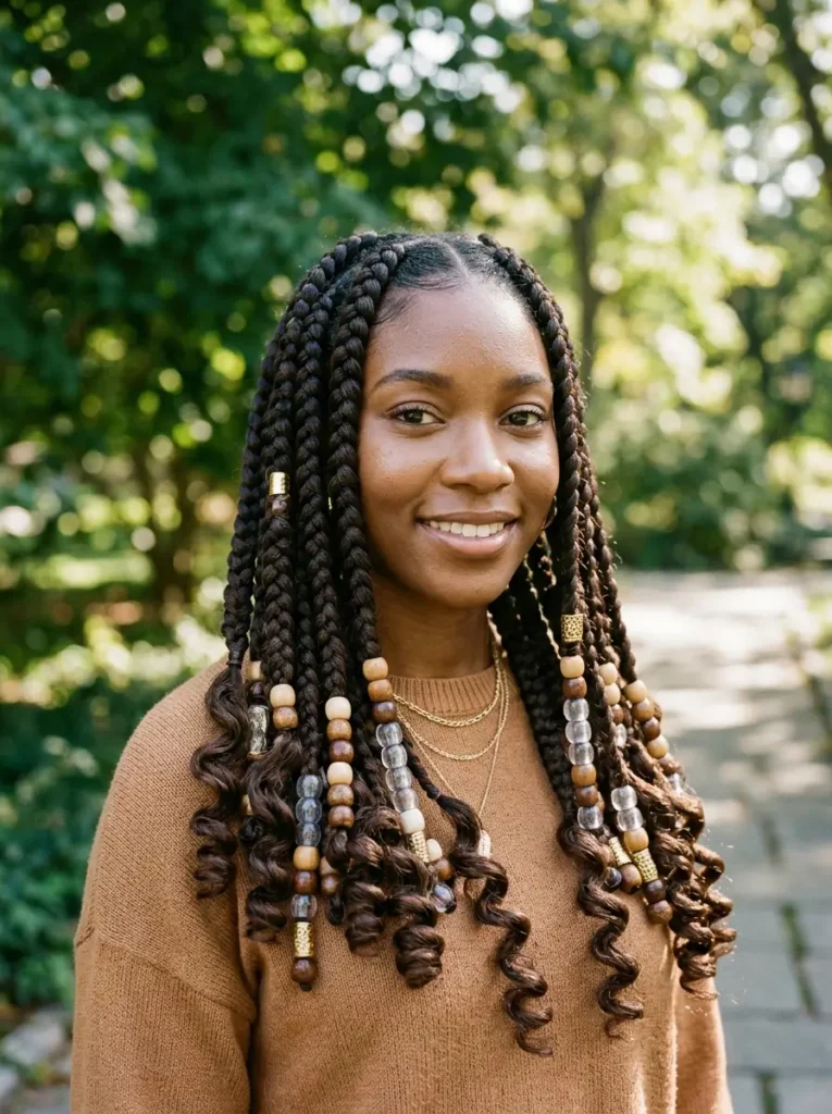 Jumbo French Curl Braids with Beads