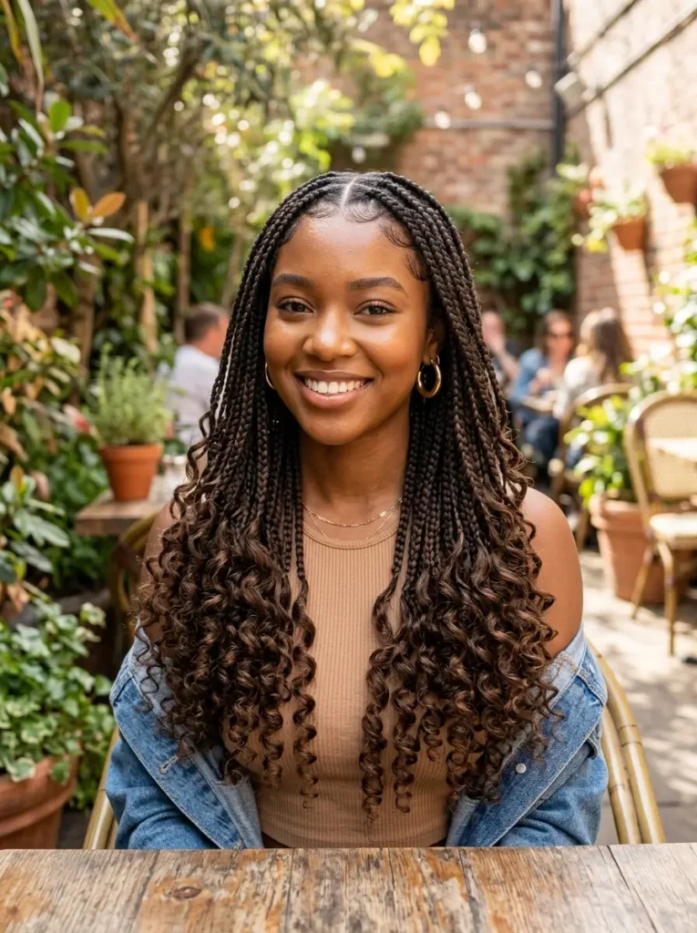 Knotless French Curl Braids with Curly Ends