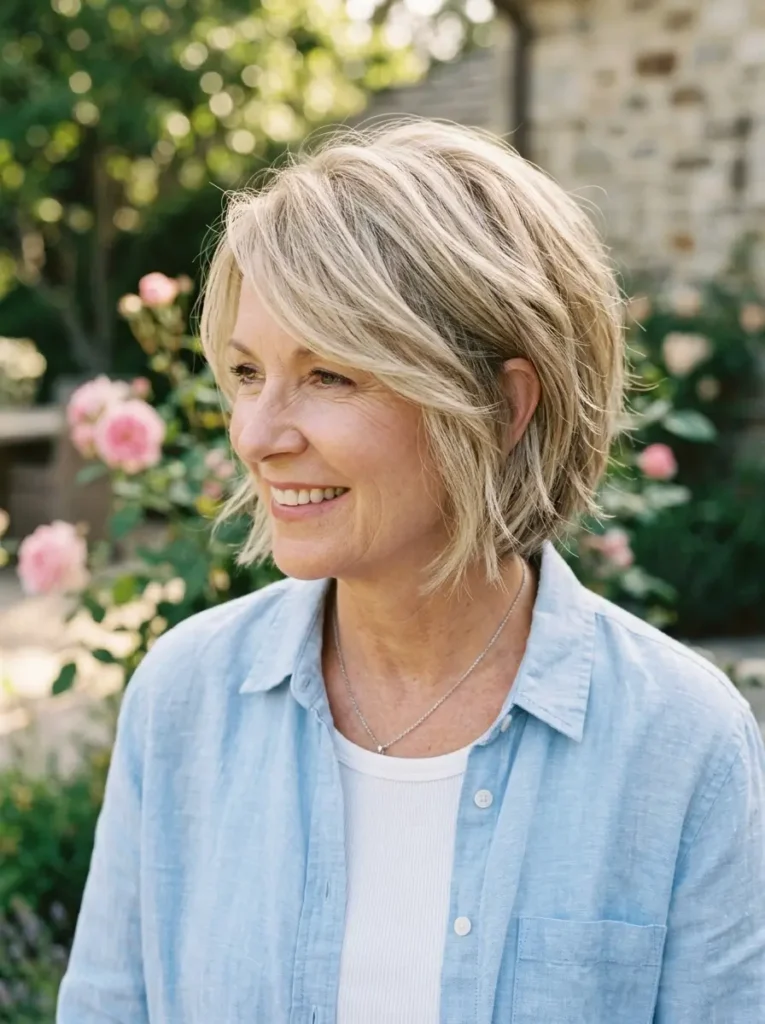 Layered Blonde Bob for Women Over 60