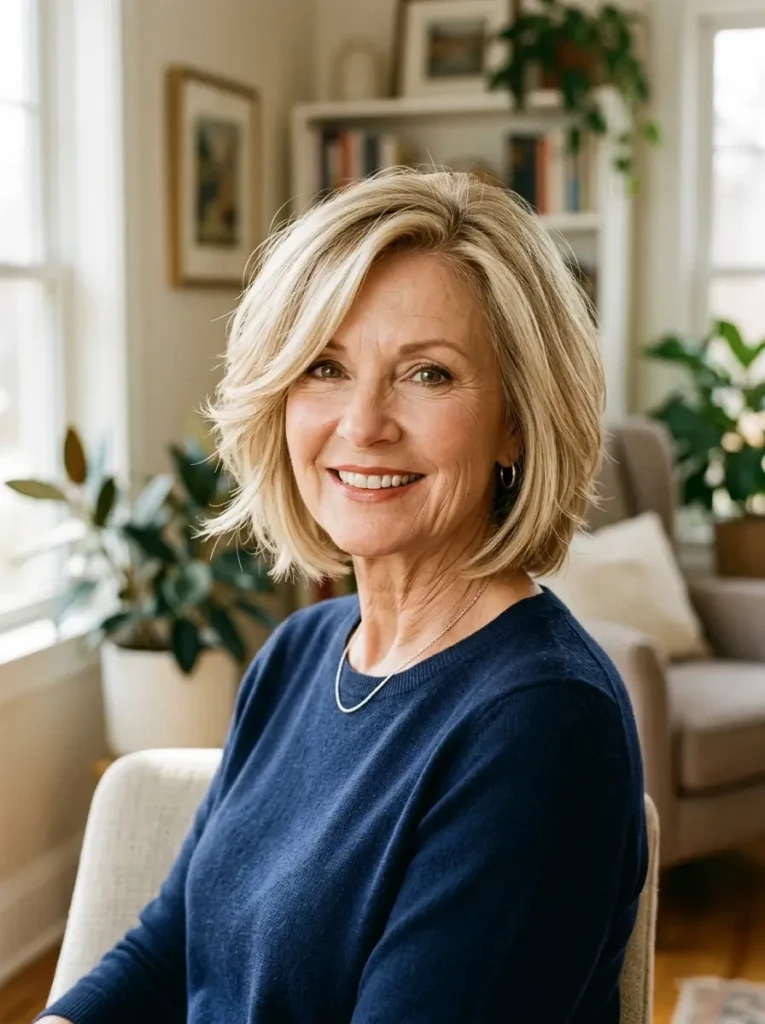 Layered Blonde Bob with Side Part
