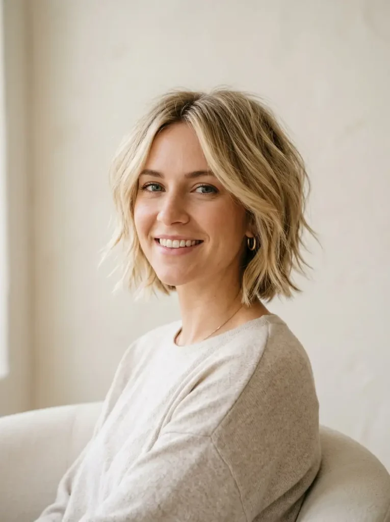 Layered Chin-Length Choppy Bob
