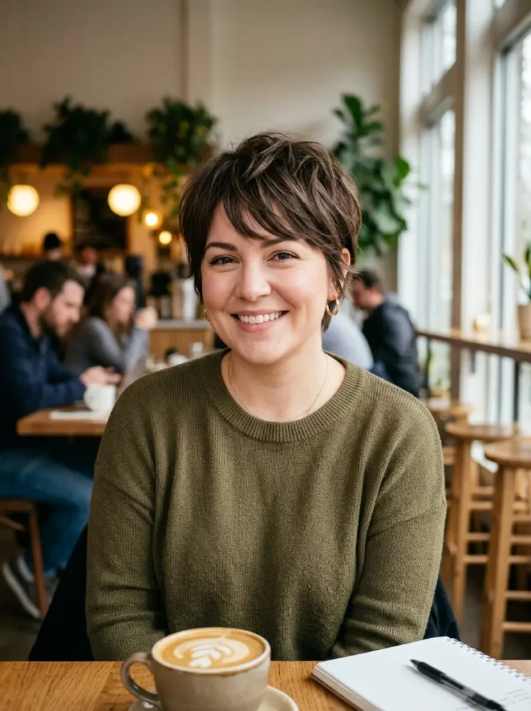 Layered Pixie Cut for Round Face