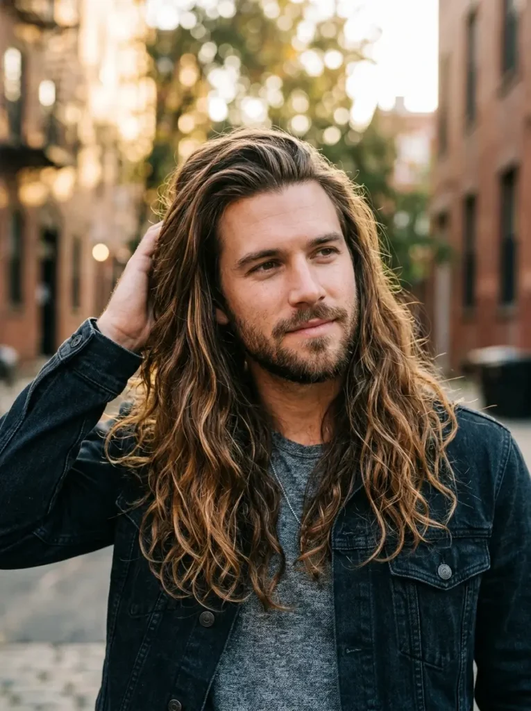 Man with long highlights
