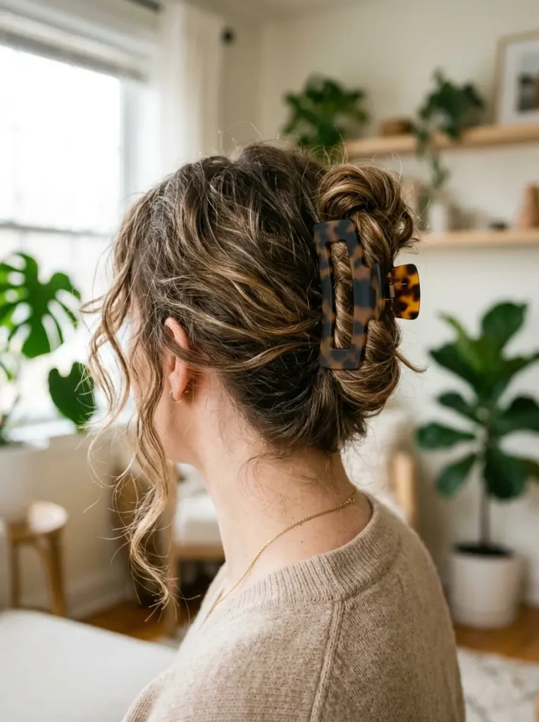 Messy Claw Clip Bun