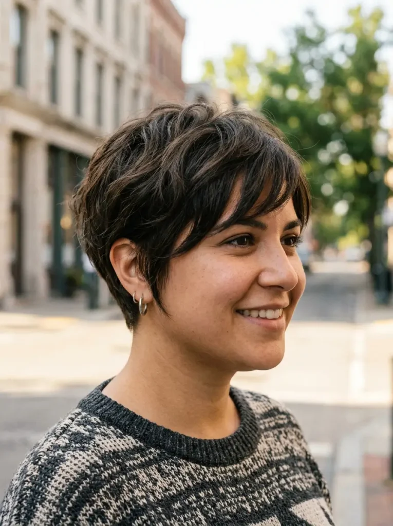 Messy Pixie Cut for Round Face