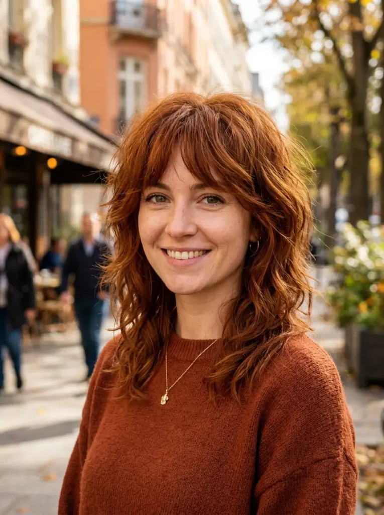 Mid-Length Auburn Hairstyles with a Shag Cut