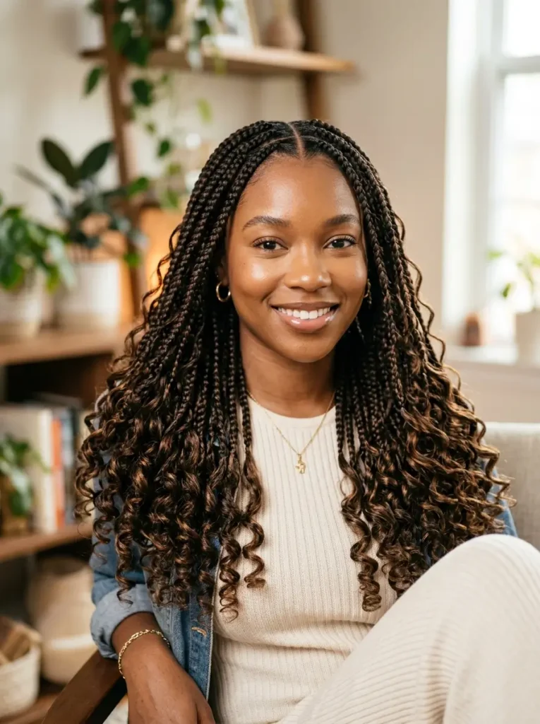 Middle Part French Curl Braids