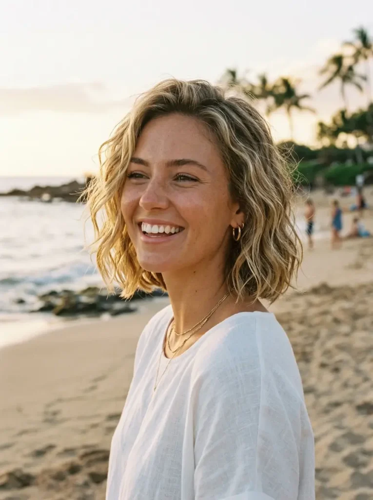 Short Beachy Waves Look
