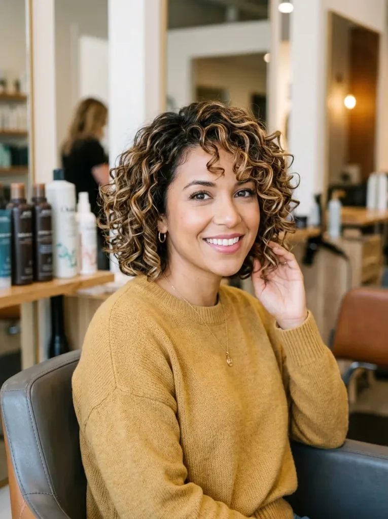 Short Curly Cut with Highlights