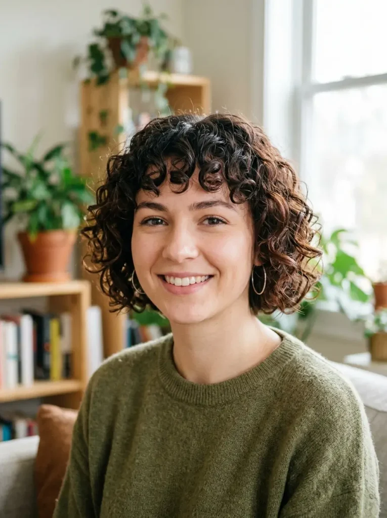 Short Curly Hair with Bangs