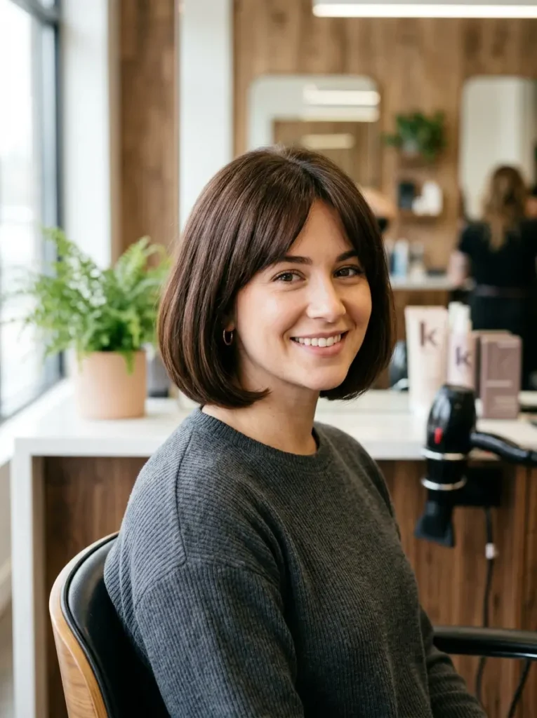 Short Haircut with Curtain Bangs