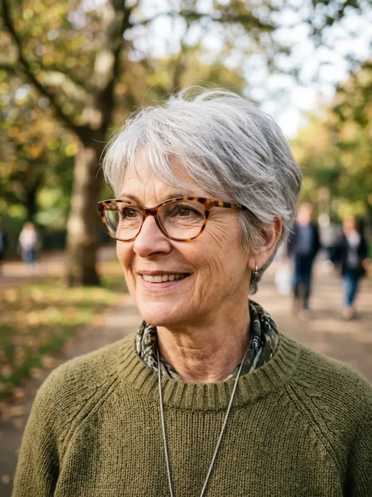 Short Haircuts for Older Women with Glasses