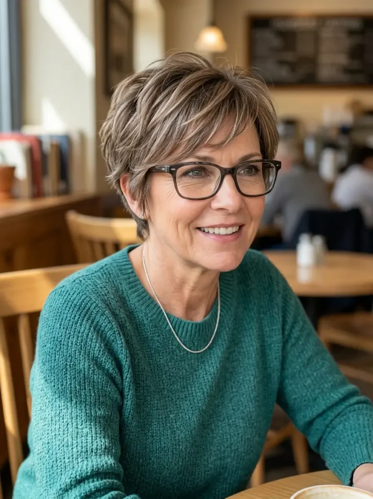 Short Haircuts for Women Over 50 with Glasses