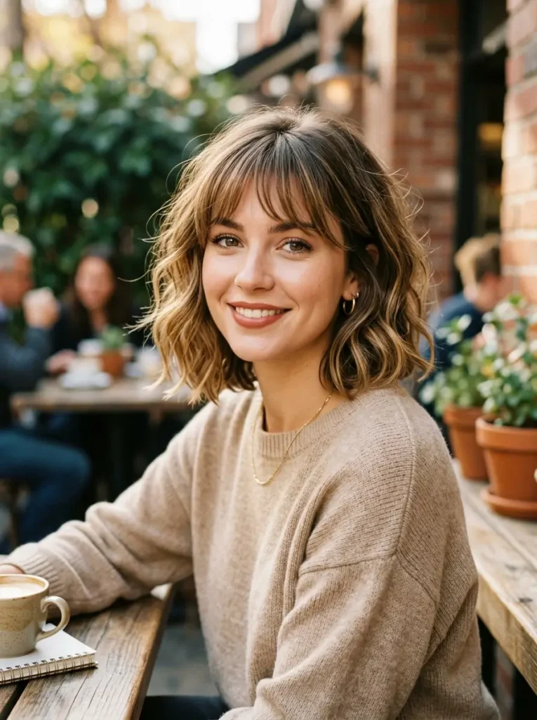 Short Wavy Bob With Wispy Bangs
