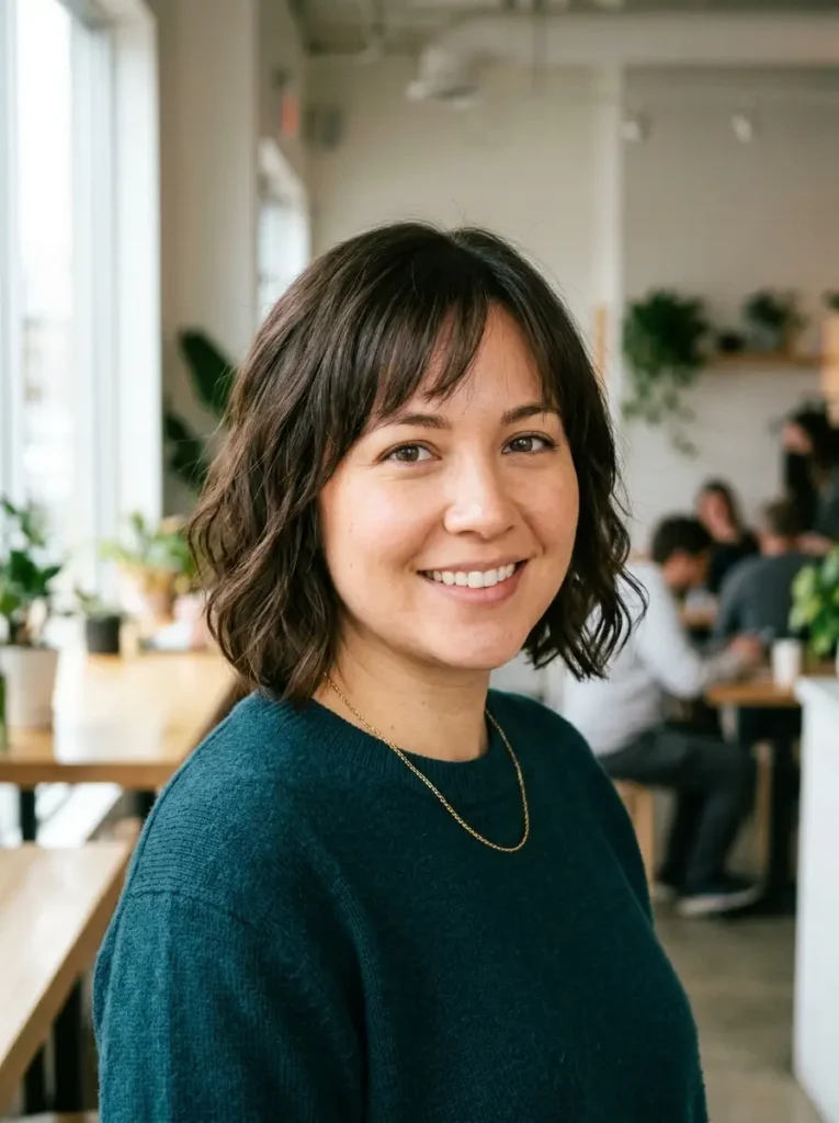 Short Wavy Bob for Round Face