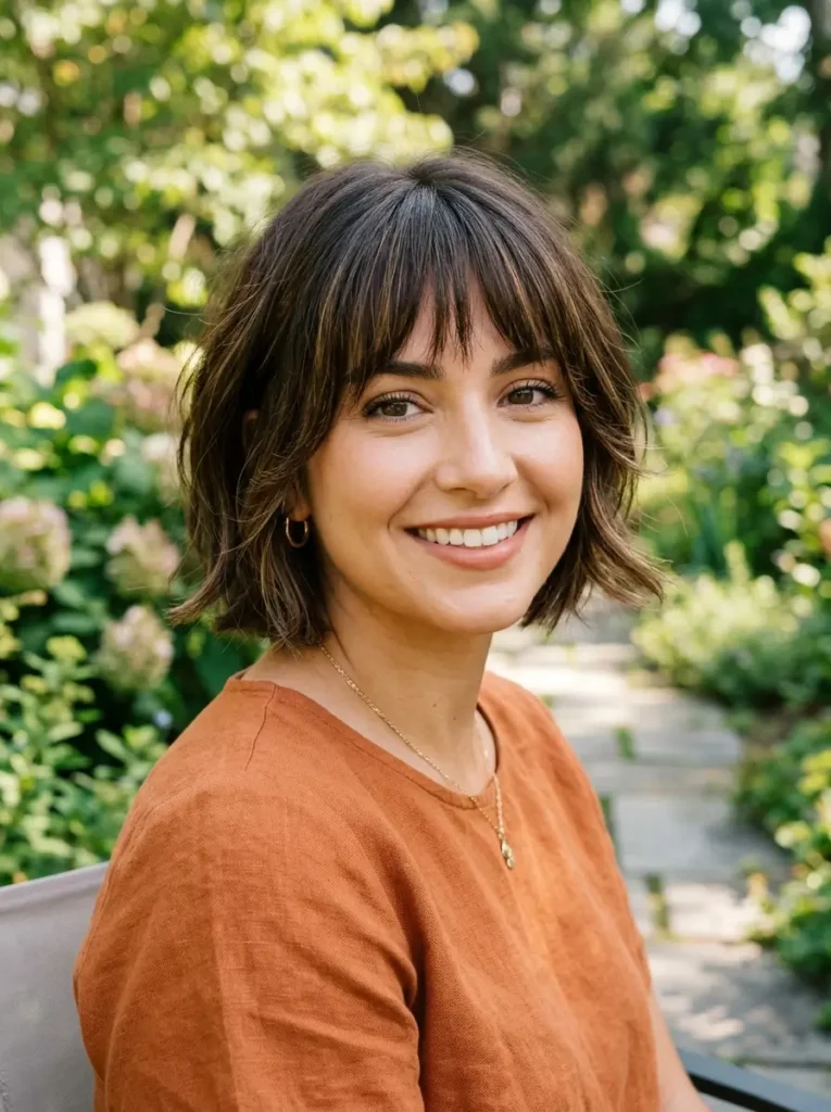 Short Wolf Cut for Round Face