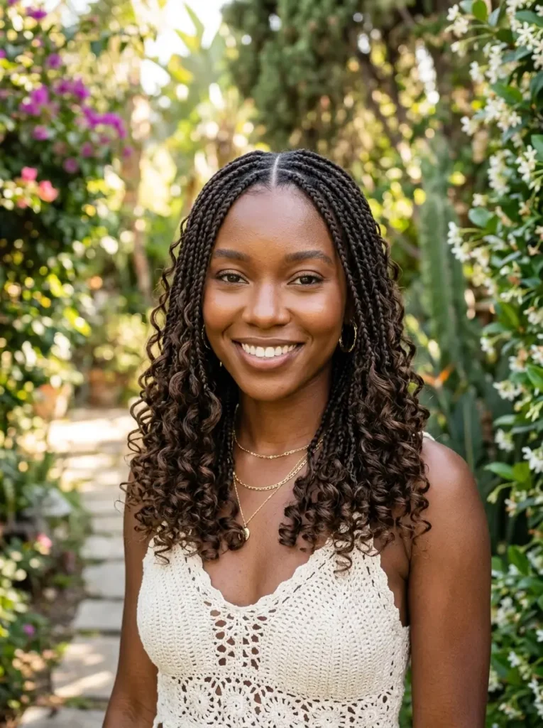 Shoulder Length Boho French Curl Braids