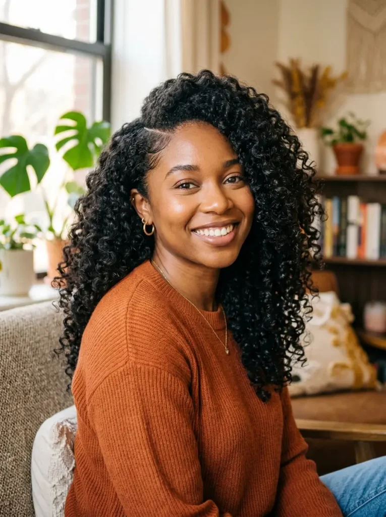 Side Part Curly Hairstyle