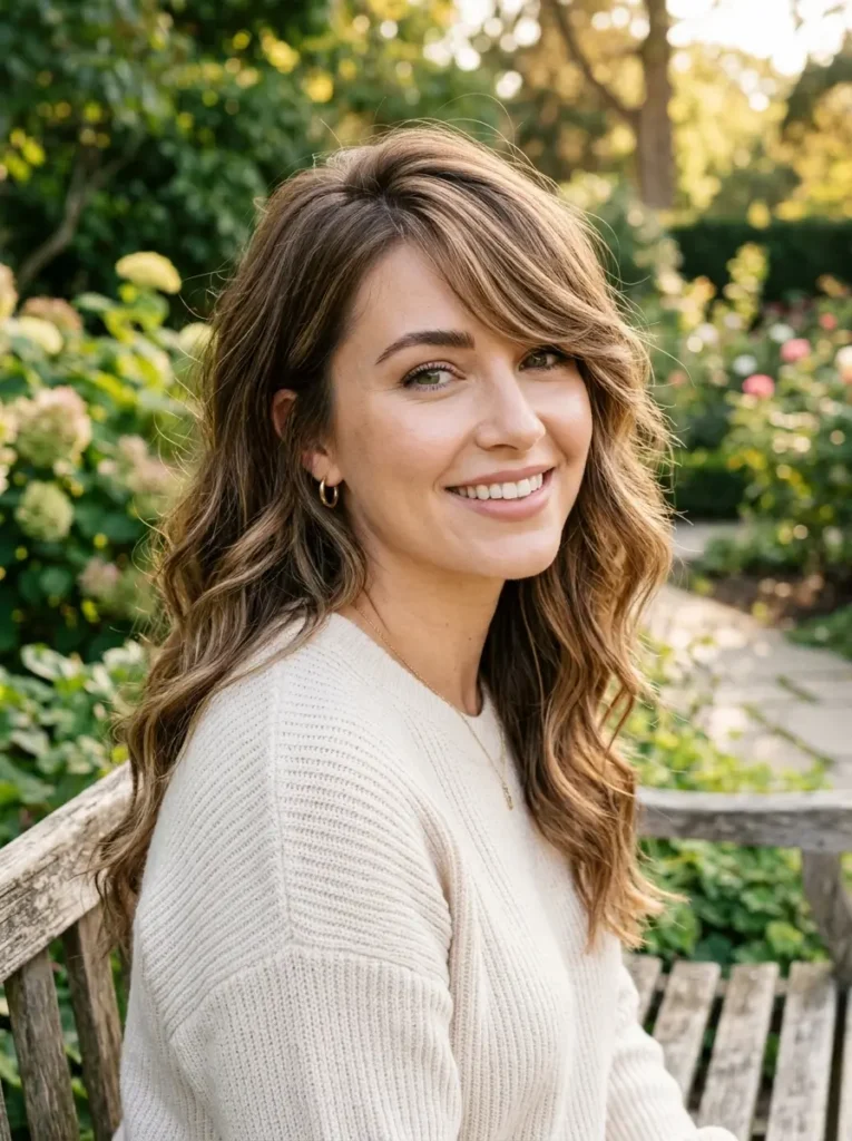 Side Swept Bangs with Loose Waves