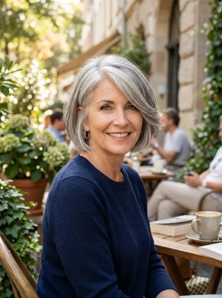 Side-Swept Gray Bob